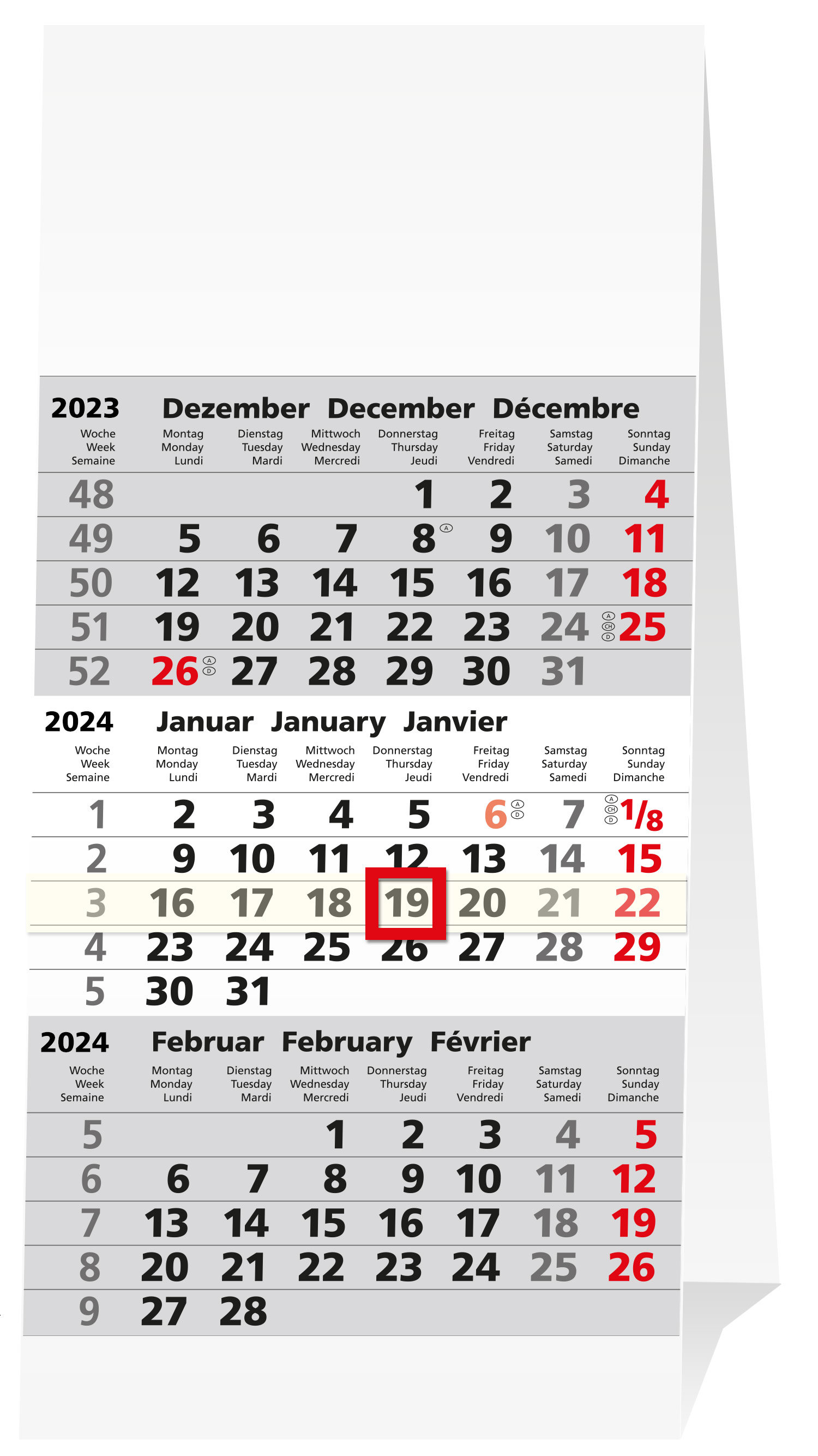 3-Monatstischaufstellkalender 