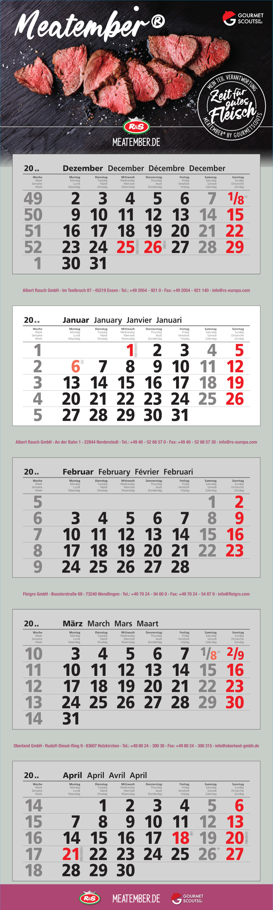 5 Monats-Blockkalender 