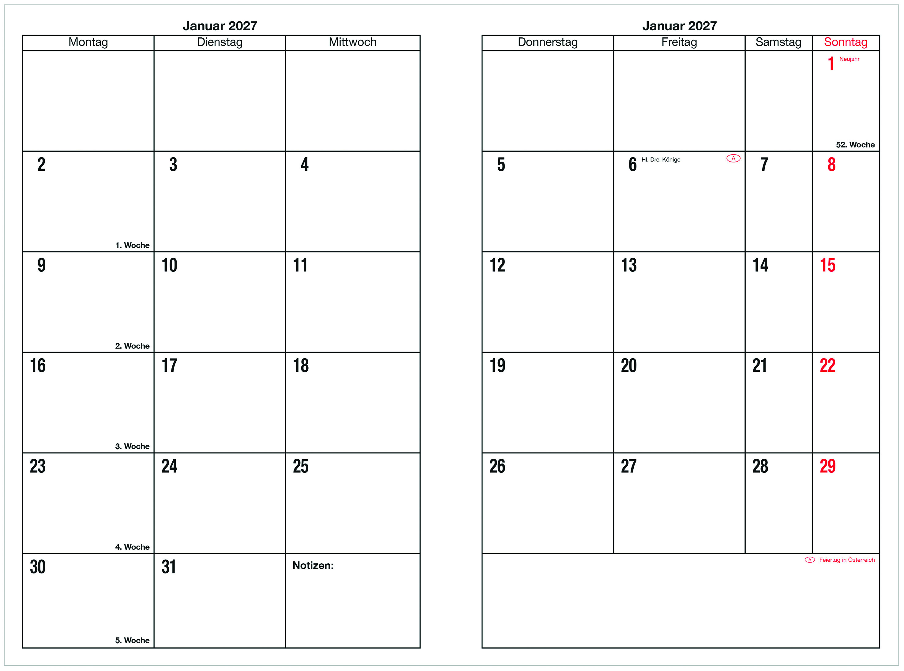 GÜSS Monatsübersicht Ringbucheinlage DIN A5