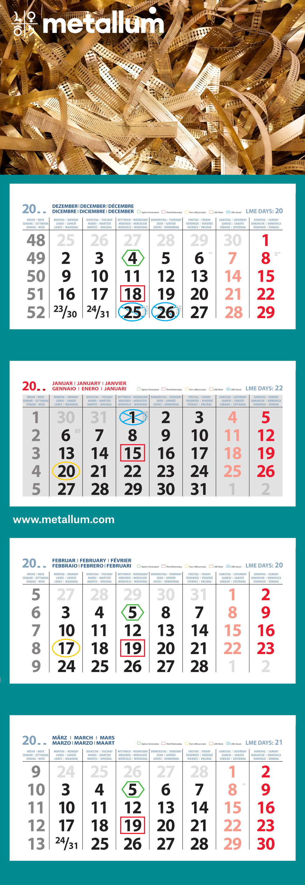 LME- 4 Monatswandkalender 