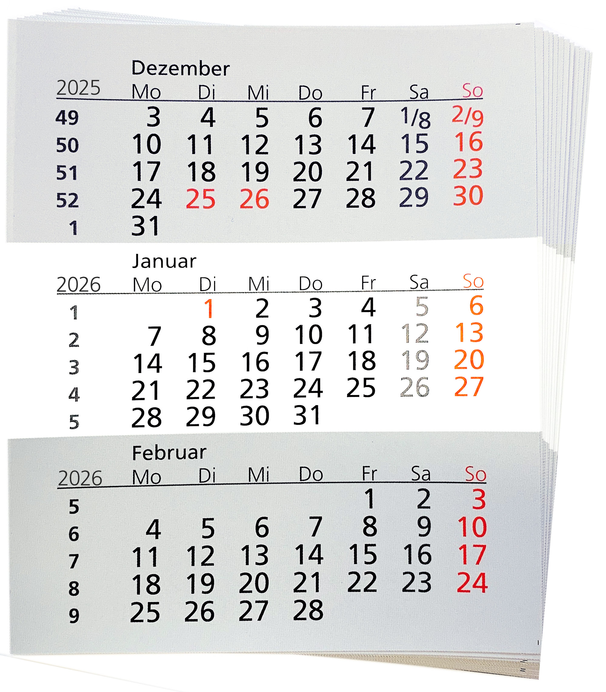  GÜSS Einlage für 3-Monats-Tischaufstellkalender Kunststoff