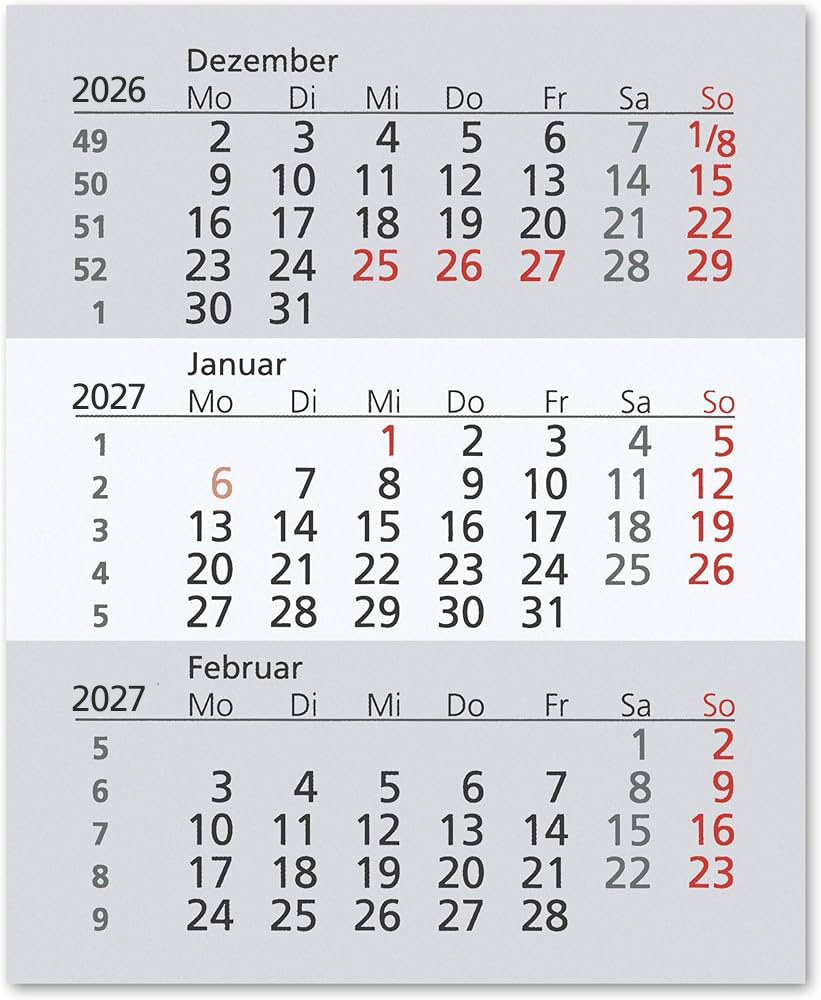  GÜSS Einlage für 3-Monats-Tischaufstellkalender Kunststoff