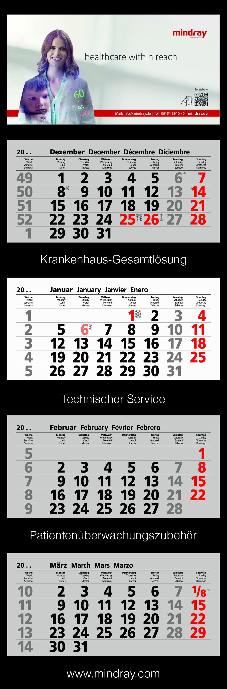 4 Monats-Blockkalender  BLACK EDITION 