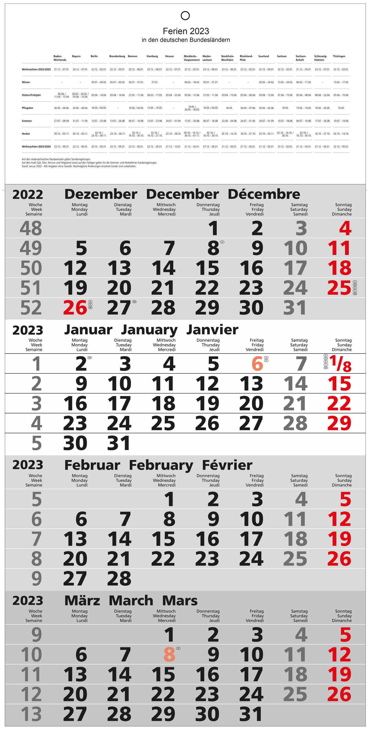 4-Monatswandkalender 