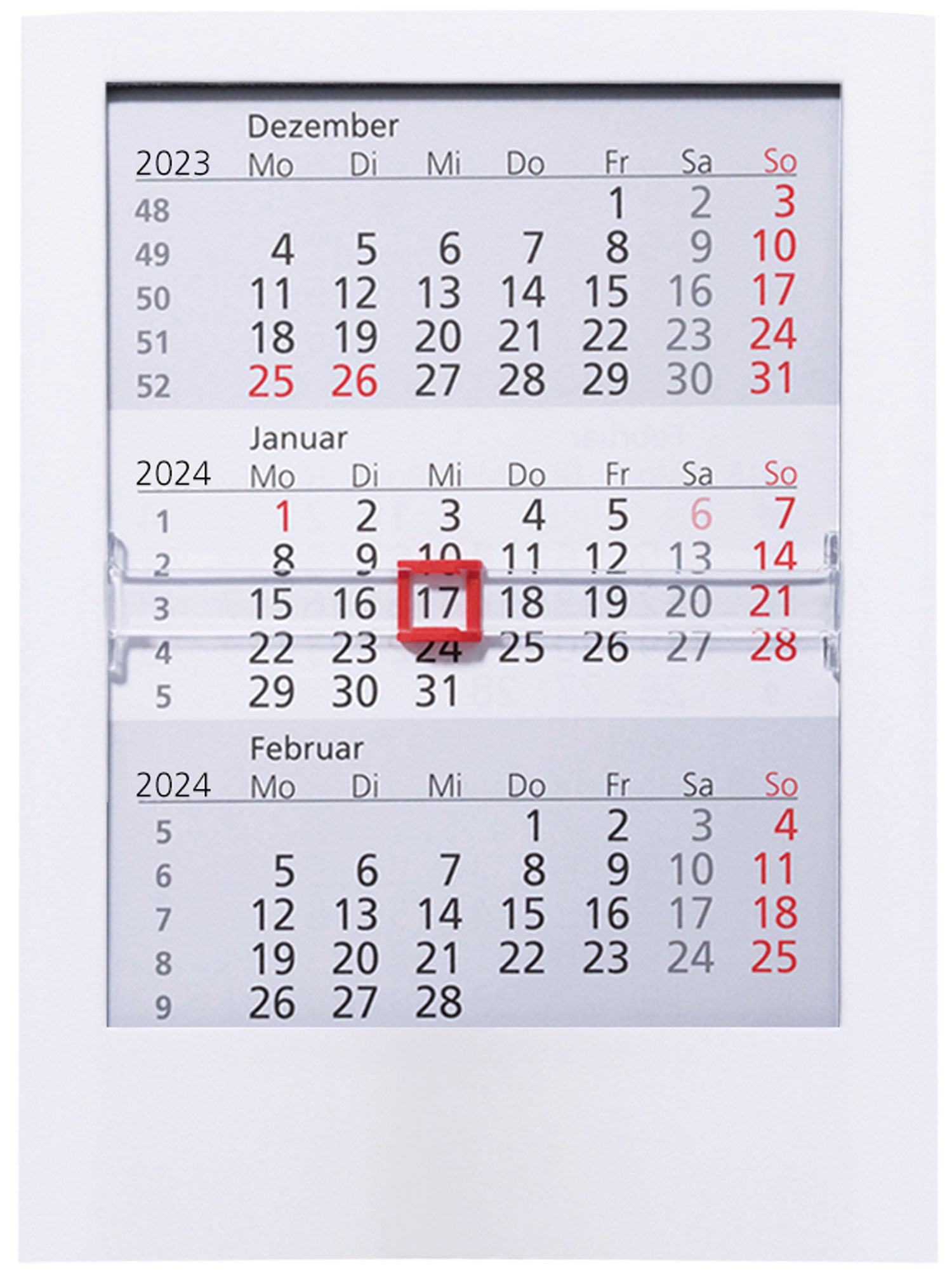 3-Monatstischaufstellkalender Kunststoff