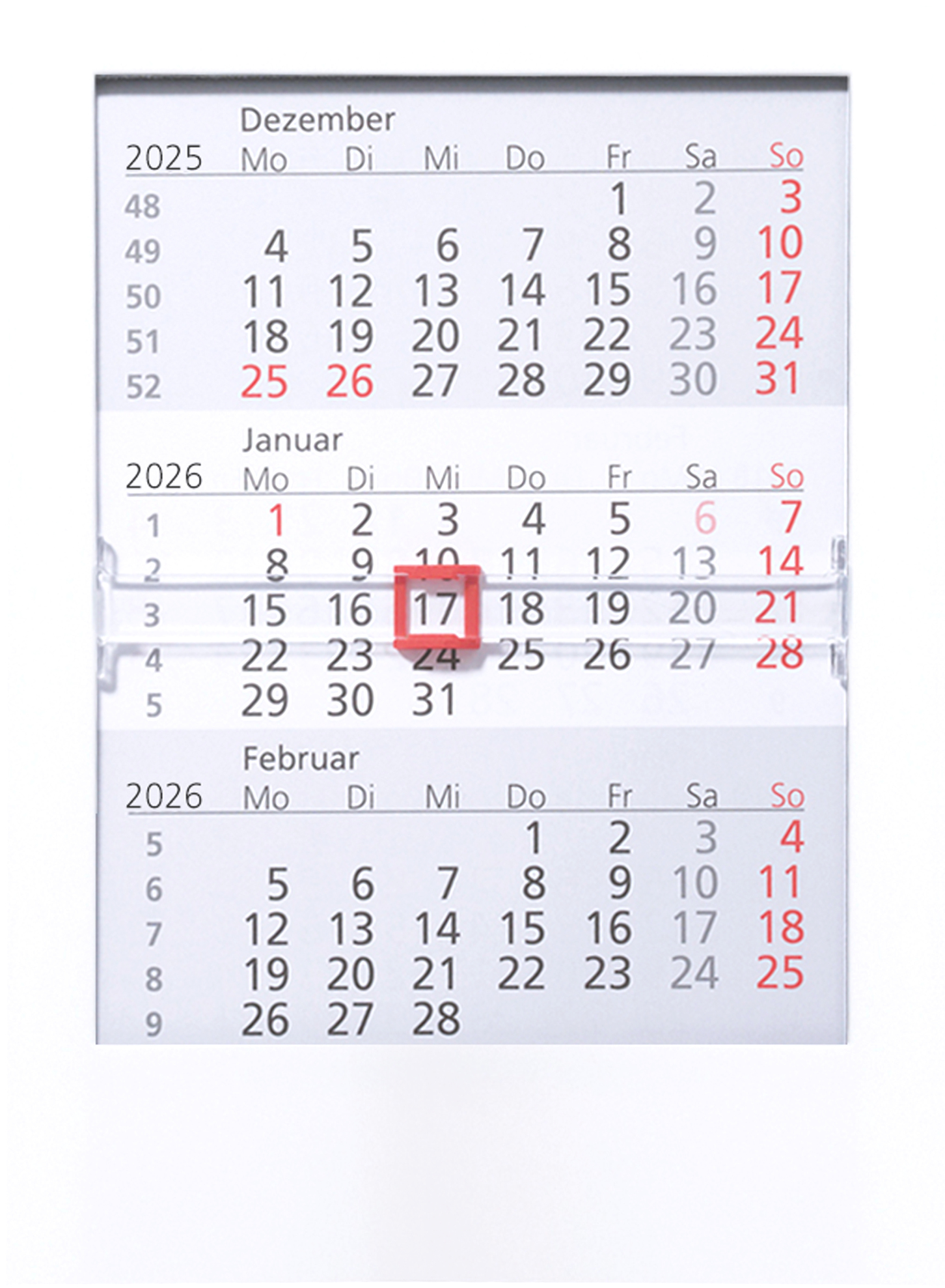 GÜSS 3-Monatstischaufstellkalender Kunststoff - 10cm x 16cm - 2 Jahre
