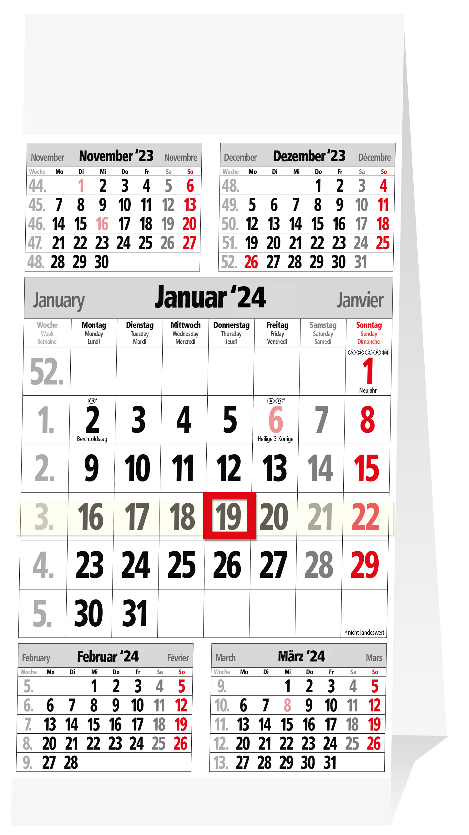 5-Monatstischaufstellkalender 