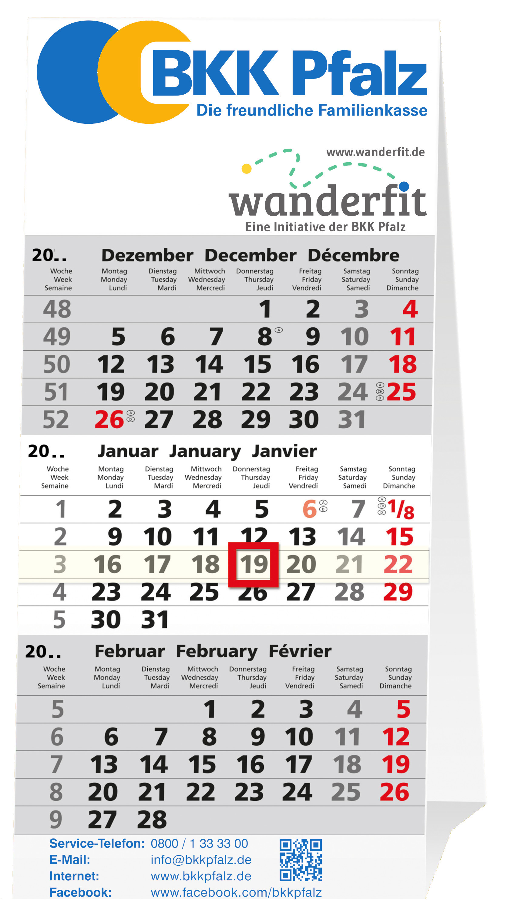 3 Monatstischkalender Karton