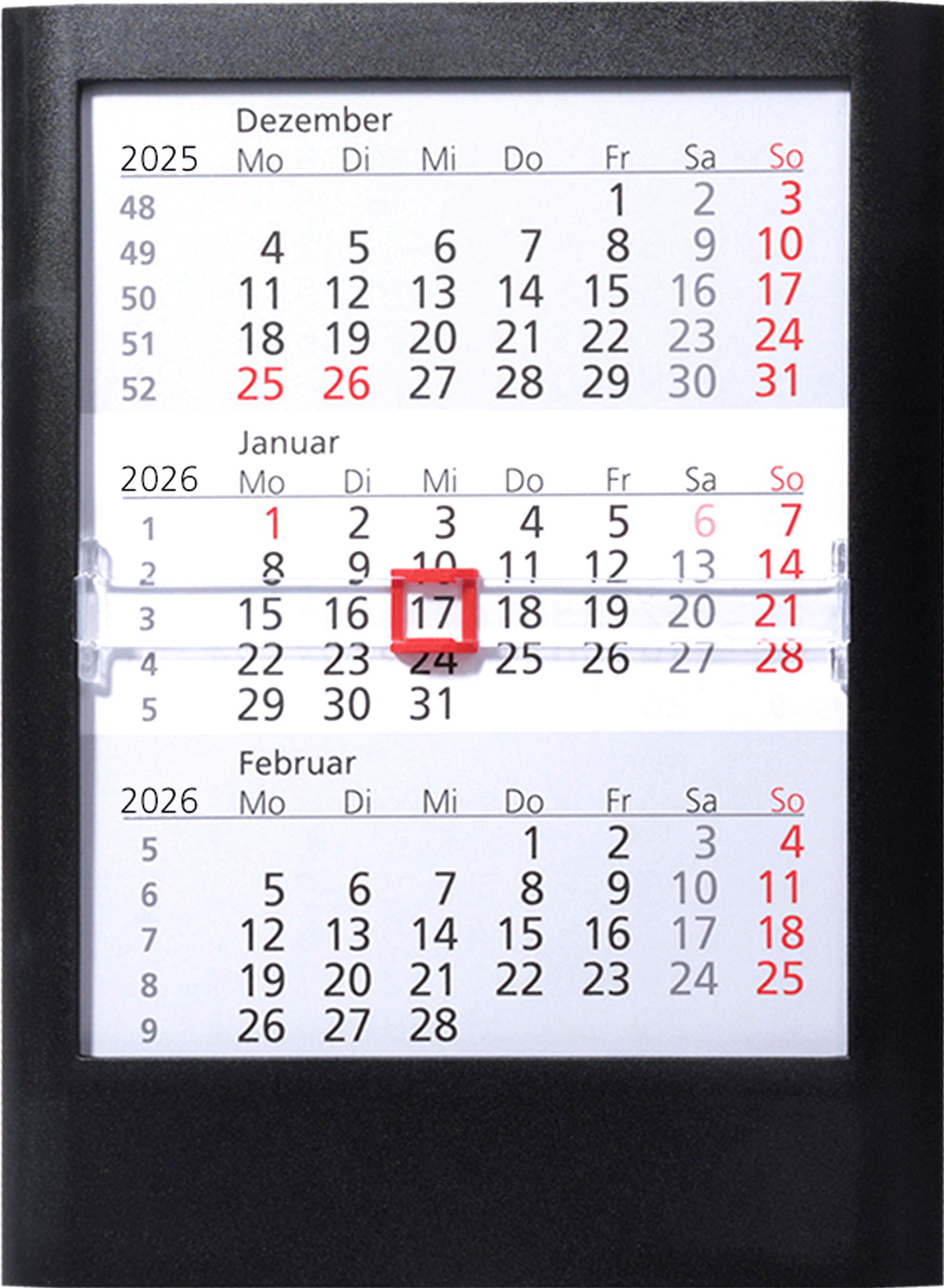 GÜSS 3-Monatstischaufstellkalender Kunststoff - 10cm x 16cm - 2 Jahre