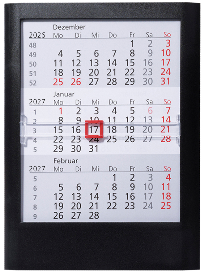 GÜSS 3-Monatstischaufstellkalender Kunststoff - 10cm x 16cm - 2 Jahre