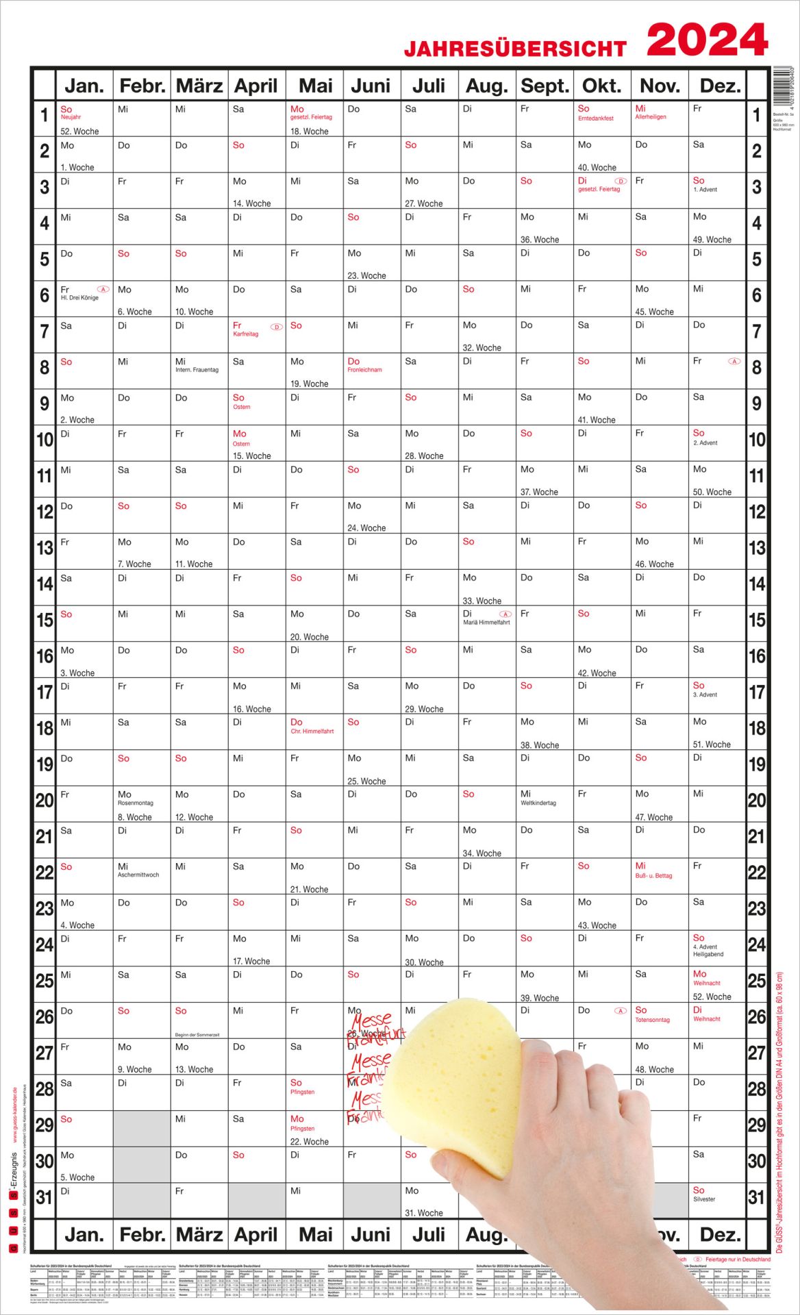 GÜSS Jahresübersicht Hochformat  DIN A1 Hoch  2025  5a